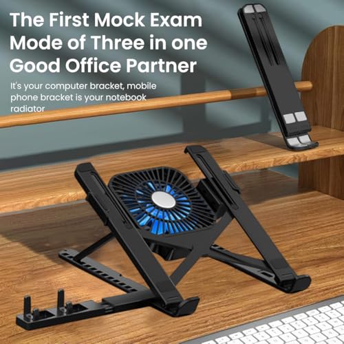 ZORBES® Laptop Stand 3 in 1 Laptop Riser with Cooling Fan & Phone Holder Adjustable Height and Angle Design 11-17'' Stand Anti-Slip Riser Folding,Black ZORBES® Laptop Stand 3 in 1 Laptop Riser with Cooling Fan & Phone Holder Adjustable Height and Angle Design 11-17'' Stand Anti-Slip Riser Folding,Black